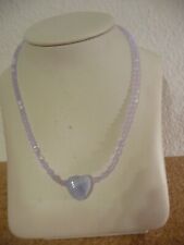 Halskette Swarovski,  Herz Chalzedon  46cm,  Magnet,  Handarb eigene Herstellung