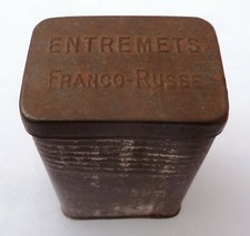 1914-1918 Metalldose Soldat Ration ENTREMETS FRANCO-RUSSE Piou Piou ORIGINAL 