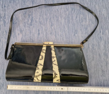 Antike Handtasche WERTIG SCHWARZ TOP ZUSTAND  Oma's Erbe LOHNT ca. 29  x 15 cm