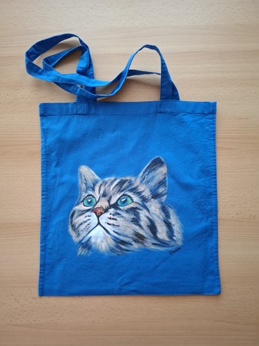 Shopper handbemalt katze - shopper,