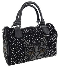 Handtasche Katze Bowlingbag Strass - Katzen Nieten Strass