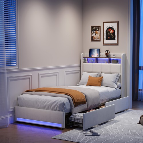 Polsterbett 90x200cm mit - , led