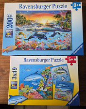 2 Ravensburger Puzzle: 3x49 und 200XXL Teile, DELPHINE 