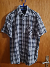 Jim Spencer Hemd ,KW 39/40 (M), Kurzarm, weiss Blau  kariert