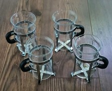 4x große Bodum CHAMBORD Teegläser Teeglas Kaffeeglas Griff Henkel Schwarz