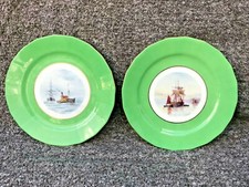 2 x Royal Crown Derby W E J Dean Porzellan Teller Maritime Szene