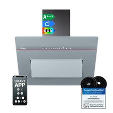 Dunstabzugshaube 60cm Umluft Abluft Kopffrei Wandhaube Schräghaube grau WLAN