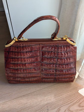 Sanes Leder Tasche Arzttasche Kroko Alligator? Handtasche Vintage Made In Spain
