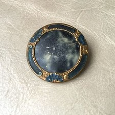 Antiker emaillierter KNOPF Marmoroptik blau Trompe l'Oeil 1900 25 mm