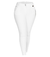 ELT Damen Reithose Elly Silikon D44 / D46 Weiß Silikon Vollbesatz Hochbund