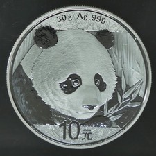 10 Yuan 2018 China - Panda - 999 Feinsilber PP - 30 g