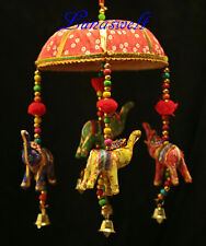 Mobile mit 5 Elefanten aus Stoff aus Indien mit Glöckchen