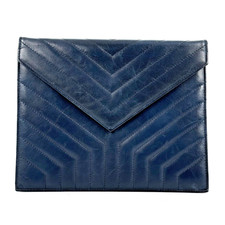YSL Yves Saint Laurent Navy Matelasse Leder Clutch Tasche Second Bag Handtasche