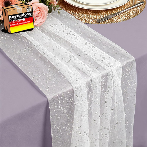 Tischläufer weiß silber