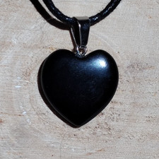 Obsidian Herz Heilstein Anhänger | Edelstein Chakra Schmuck Naturstein Kristall