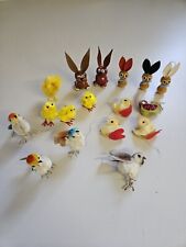 DDR Osterdeko Küken Osterhasen Vögel Holz Filz Suralin 