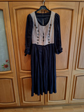 TRACHTEN - VINTAGE Super Schickes Leinen - Dirndl mit  Wildleder gr. 38