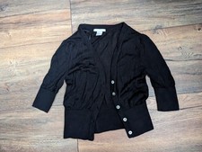 H&M Bolero Schwarz XS 34 Damen Halbarm Seide Jäckchen Strickjacke