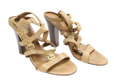 Guess Schuhe Damen Eu 37 Leder Offene Zeh Band Holz Quadrat High Heels Sandalen