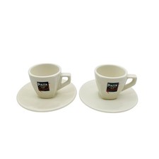 ACF Espressotassen 2er Set Tassen mit Untertassen Piazza D`Oro creme bedruckt