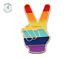 Anstecker Regenbogen Victory-Zeichen Liebe Talisman Glücksbringer Geschenkidee