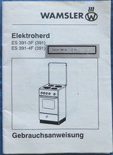 Gebrauchsanleitung Bedienungsanleitung WAMSLER Elektroherd ES 391-3F & 4F