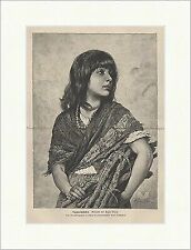 Zigeunermädchen Eugen Blaas Kopftuch Perlenkette Mode Holz Holzstich E 18459