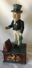 Spardose aus Eisen mechanisch Uncle Sam Höhe 28cm gebraucht/150.9