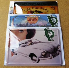 KARMANN GHIA ~ VINTAGE FRUIT ~ PEPSI COLA Konvolut 3 Blechschilder MAKELLOS OVP