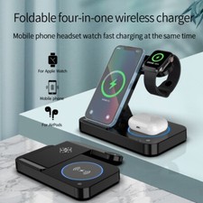 4 in 1 Schnell Kabellose Ladestation Dock für iPhone Iwatch Airpods Faltbar 15W