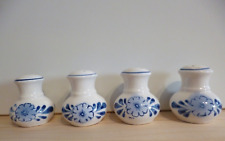 4 x Porzellan Salz Pfeffer Streuer blau weis - Blumen Dekor