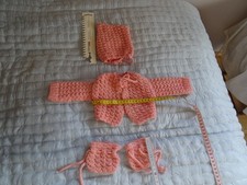 Original 60 er Jahre Strickkombination für eine Puppe, Handarbeit