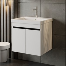 Waschbecken mit Unterschrank Weiß Venus 60–100, Keramik+Badschrank, Hochschrank