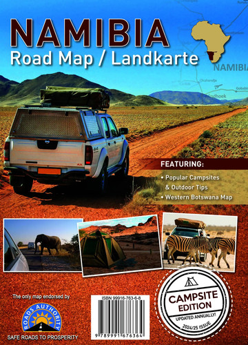 Namibia road map - namibia, landkarte