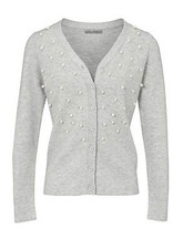 Ashley Brooke Damen Designer-Strickjacke mit Perlen, grau-melange