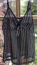 Dessous Damen BH Hemdchen Schwarz Weiß gestreift  * Schiesser Gr. 44 / 46