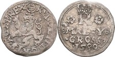 RDR Böhmen Joachimstal Maly Groschen 1589 Rudolph II.,  Original Münze #BFC516