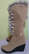 NEU - schicke Keil-Stiefel in beige, Gr. 38, warm durchgefüttert