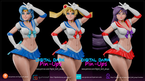 Sailor mars merkur moon - mars,, merkur,