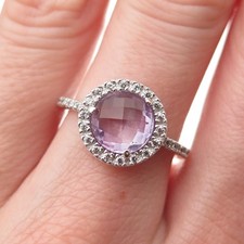 Nomination 925 Sterling Silber echter Rundschliff Amethyst & C Z Ring Größe 7,25