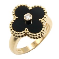 Van Cleef & Arpels Vintage Alhambra Ring Onyx 1PD Ring Schmuck K18 Gelb