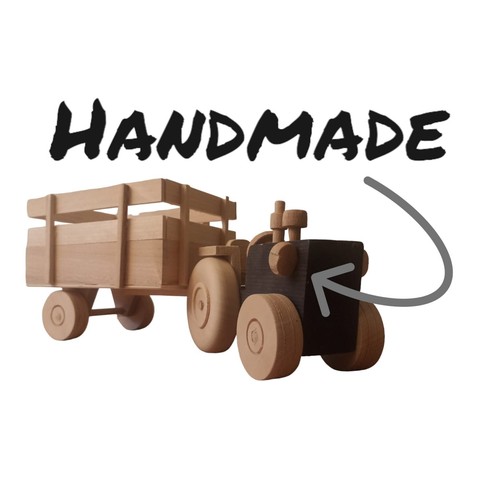 Holztraktor mit anhänger - mit,