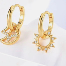 creolen silber 925 goldfarben Sonne Mond Sterne