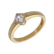 Gebrauchter quadratischer Solitärring 9 kt Gelbgold Zirkonia Größe: N1/2 9 kt g...