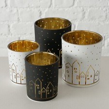 Boltze 2012905 Windlicht Little Town 4 Stück