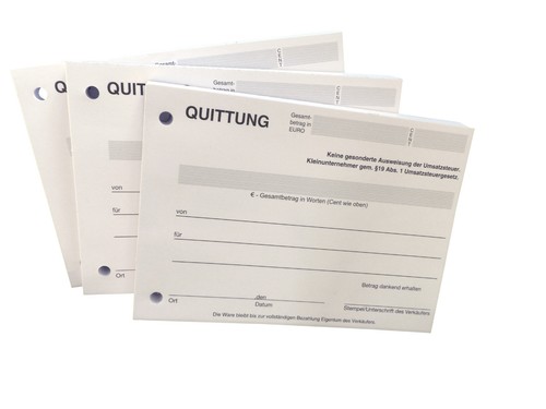 Quittungsblock für - 25,