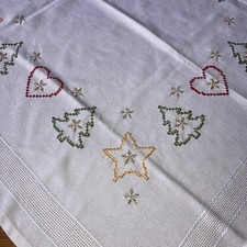 Handgestickte Weihnachtsdecke Mitteldecke 80x80cm bügelleicht