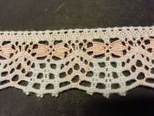 60 cm Antike 3,0cm hohe rosa/weiße Klöppelspitze Borte Baumwolle Puppenkleidung 