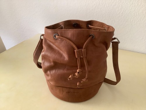 Beuteltasche echt leder cognac - leder,