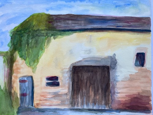 Aquarell altes haus scheune - aquarell,